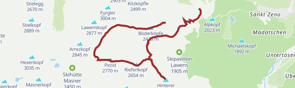 Route map: Hinterer Heuberg (2.578 m) vom Komperdell